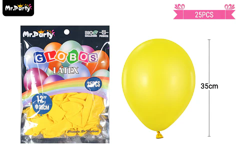 Globos de látex amarillo mate 35cm 25pcs