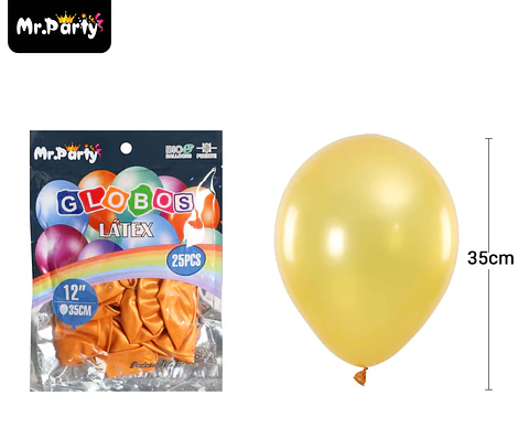 Globos de látex perlado dorado claro 35cm 25pcs