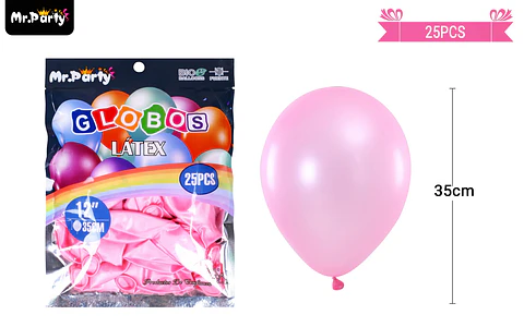 Globos de látex perlado rosa clara 35cm 25pcs