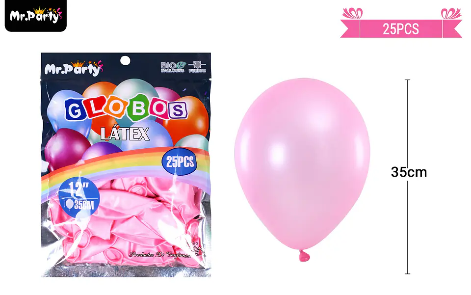 Globos de látex perlado rosa clara 35cm 25pcs 2