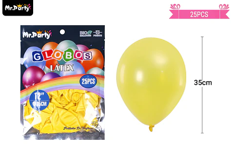 Globos de látex perlado amarillo 35cm 25pcs