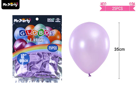 Globos de látex perlado lila 35cm 25pcs