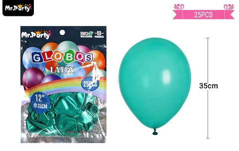 Globos de látex perlado turquesa 35cm 25pcs