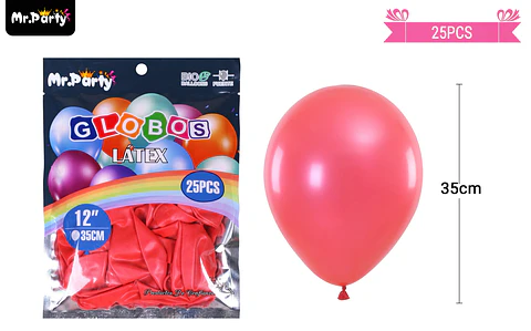Globos de látex perlado rojo 35cm 25pcs