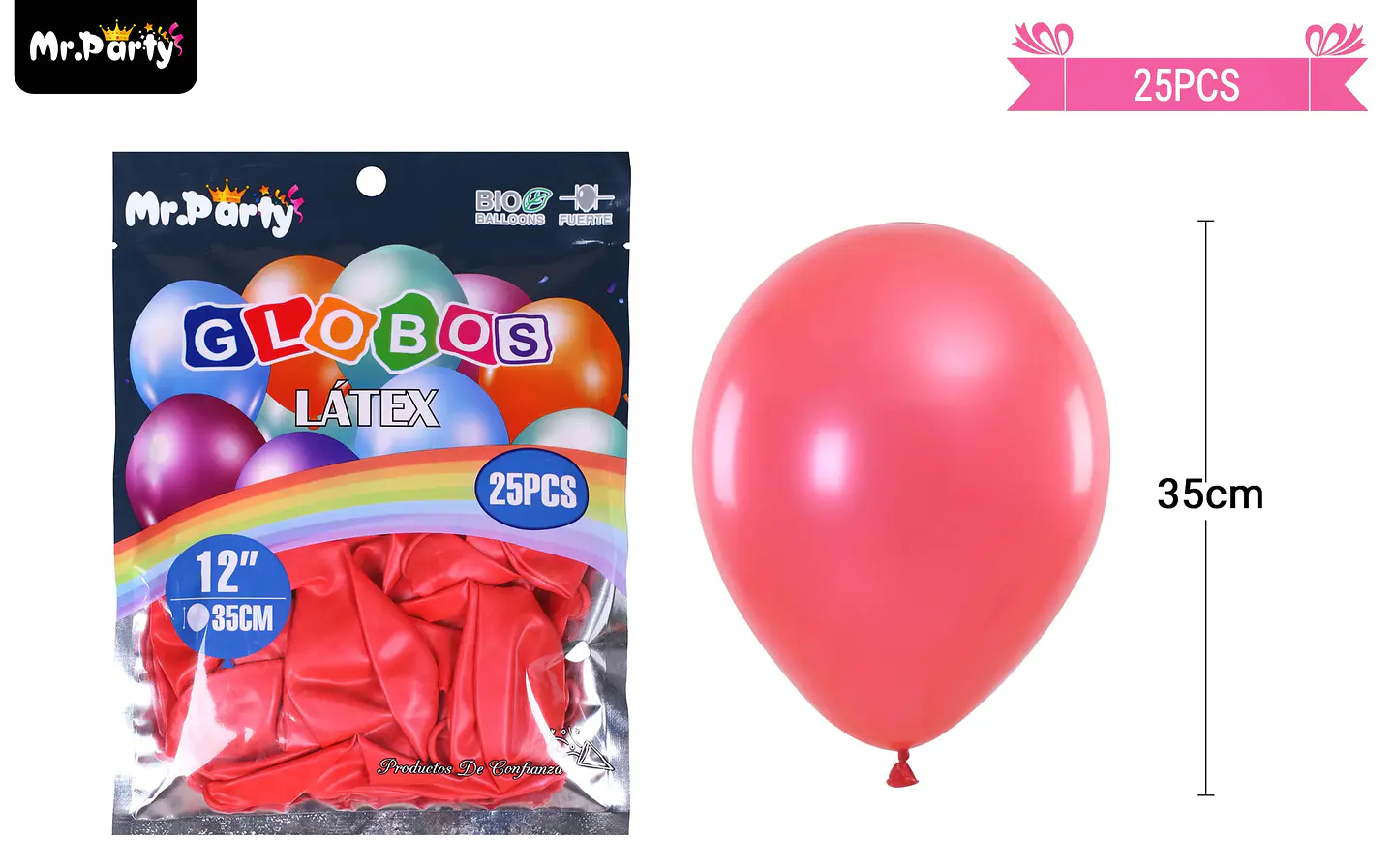 Globos de látex perlado rojo 35cm 25pcs 2