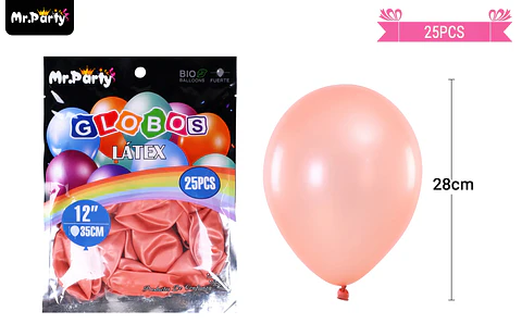 Globos de látex perlado dorado rosa 35cm 25pcs