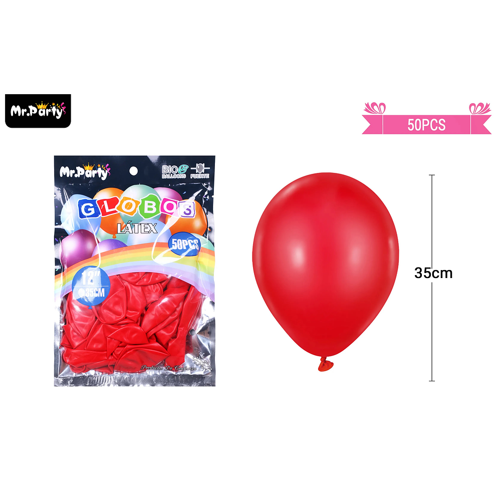 Globos de látex rojo mate 35cm 50pcs