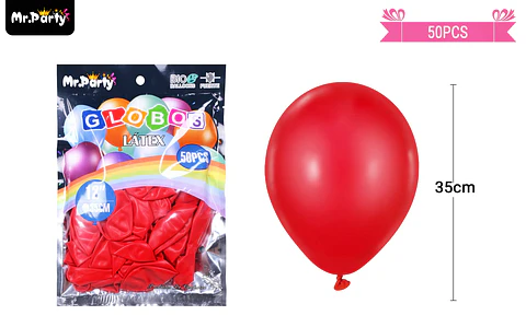 Globos de látex rojo mate 35cm 50pcs