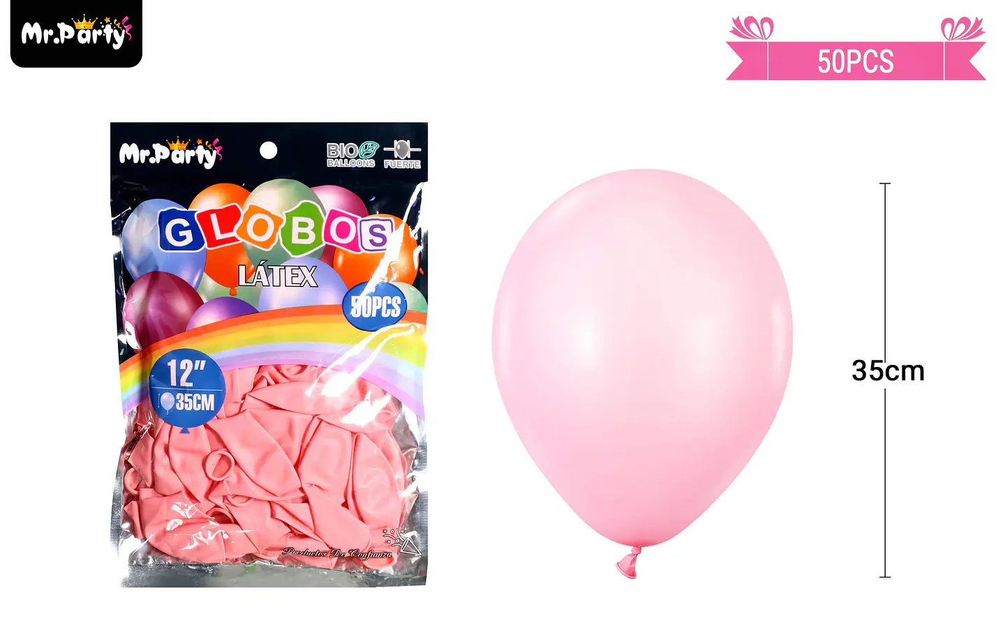 Globos de látex fucsia mate 35cm 50pcs 2