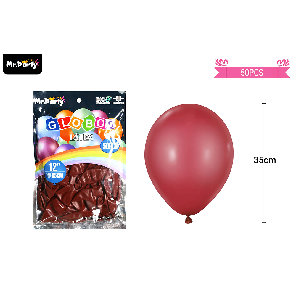 Globos de látex granate mate 35cm 50pcs