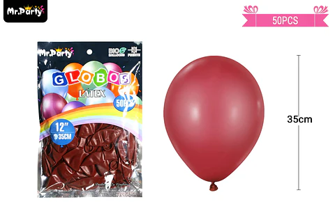 Globos de látex granate mate 35cm 50pcs