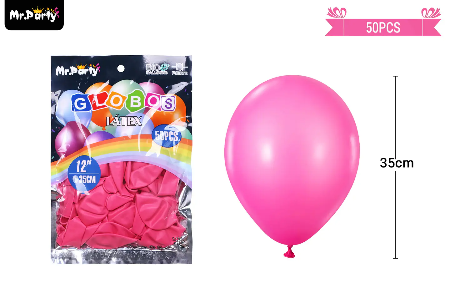 Globos de látex rojo rosa mate 35cm 50pcs 2