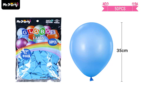 Globos de látex celeste mate 35cm 50pcs