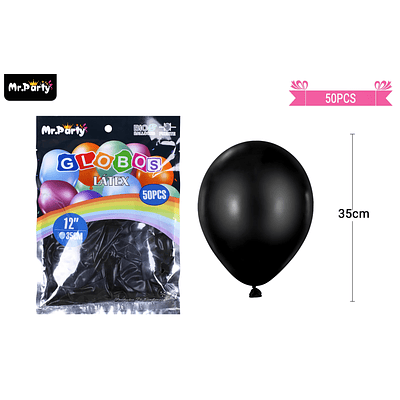 Globos de látex negro mate 35cm 50pcs