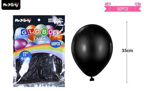 Globos de látex negro mate 35cm 50pcs