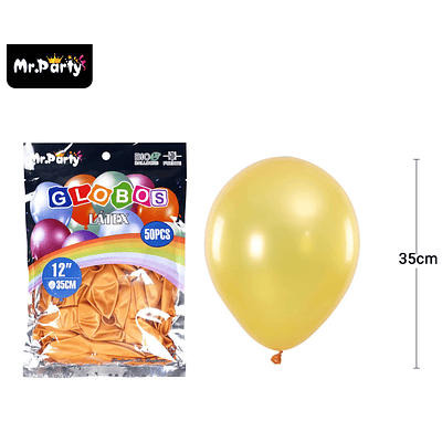 Globos de látex perlado dorado claro 35cm 50pcs