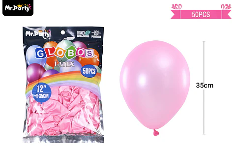 Globos de látex perlado rosa clara 35cm 50pcs