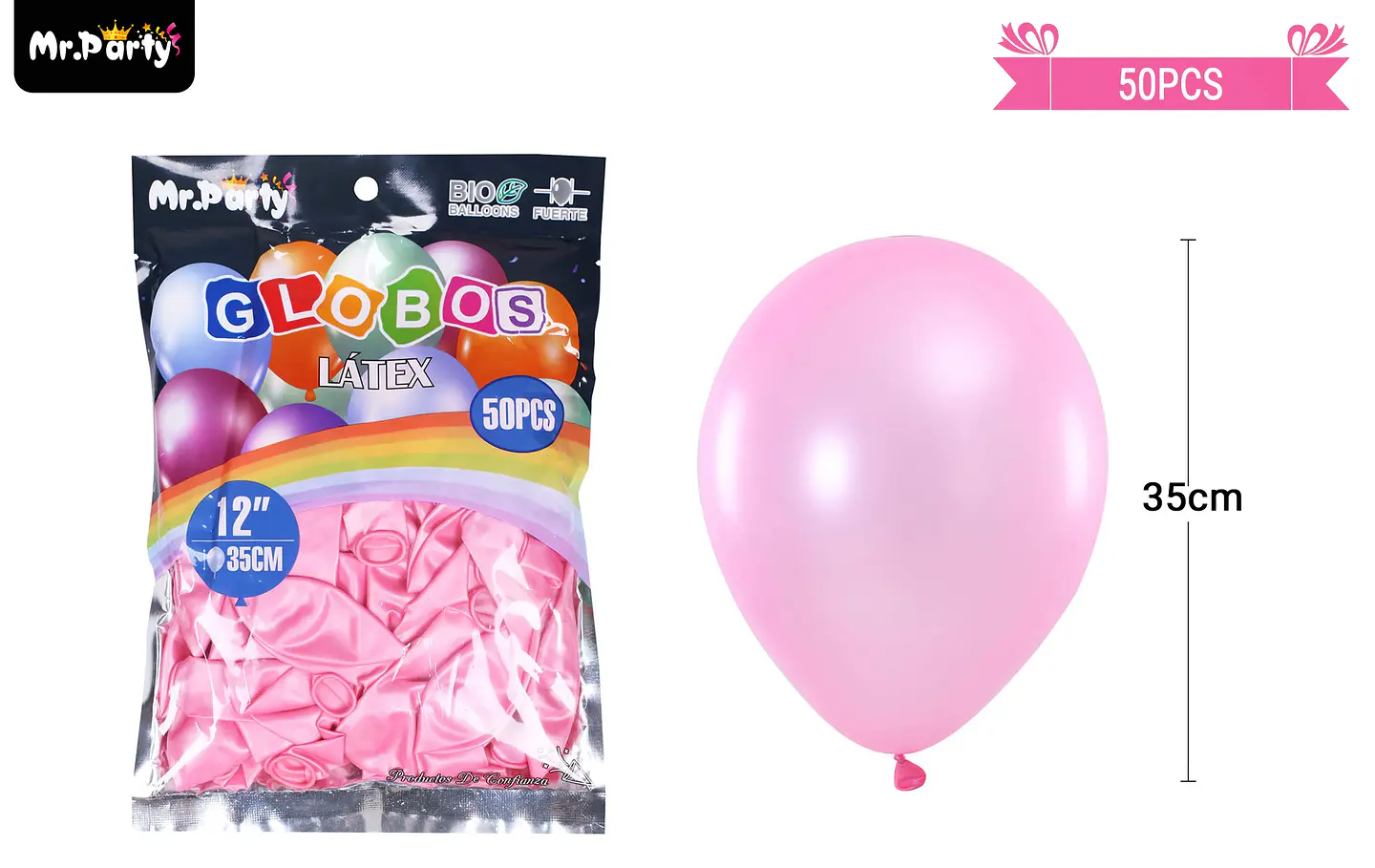 Globos de látex perlado rosa clara 35cm 50pcs 2
