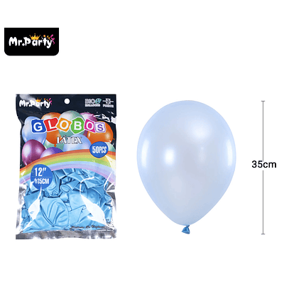 Globos de látex perlado celeste 35cm 50pcs