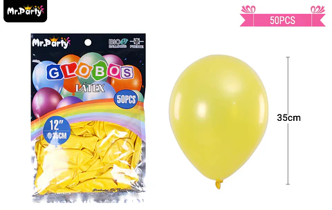 Globos de látex perlado amarillo 35cm 50pcs