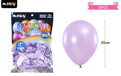 Globos de látex perlado lila 35cm 50pcs