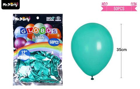 Globos de látex perlado turquesa 35cm 50pcs