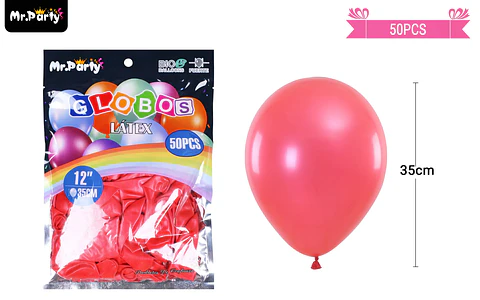 Globos de látex perlado rojo 35cm 50pcs