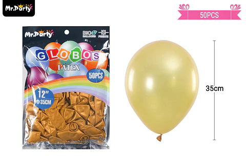 Globos de látex perlado dorado 35cm 50pcs