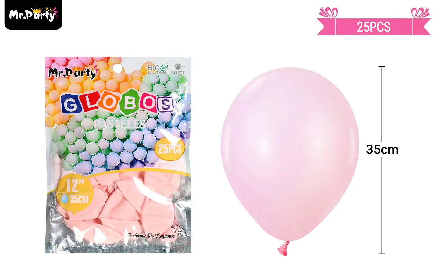 Globos de látex pastel rosa 35cm 25pcs 2