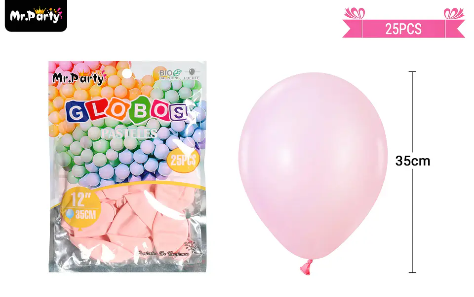 Globos de látex pastel rosa 35cm 25pcs 2