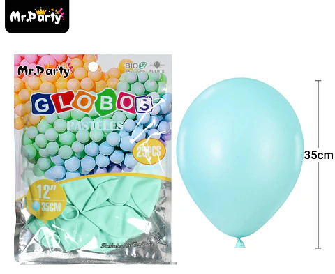 Globos de látex pastel azul tiffany 35cm 25pcs