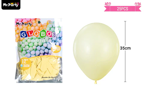 Globos de látex pastel amarillo 35cm 25pcs