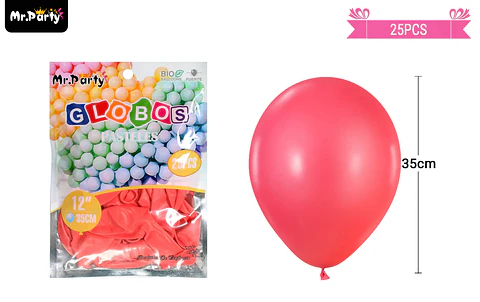 Globos de látex pastel rojo 35cm 25pcs