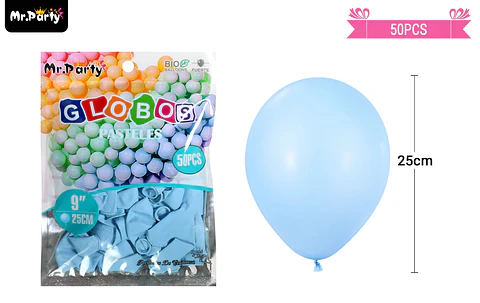 Globos de látex pastel azul 25cm 50pcs
