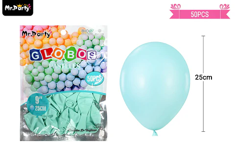 Globos de látex pastel azul tiffany 25cm 50pcs