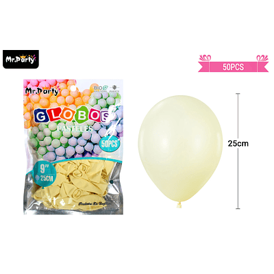 Globos de látex pastel amarillo 25cm 50pcs