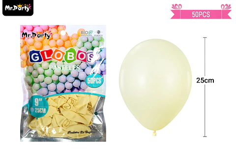 Globos de látex pastel amarillo 25cm 50pcs