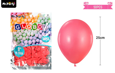 Globos de látex pastel rojo 25cm 50pcs