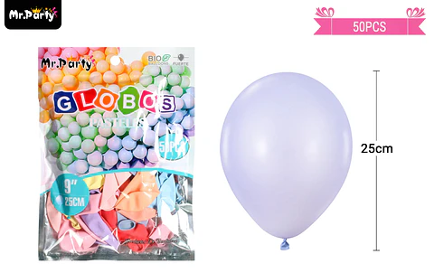 Globos de látex colores pasteles surtidos 25cm 50pcs