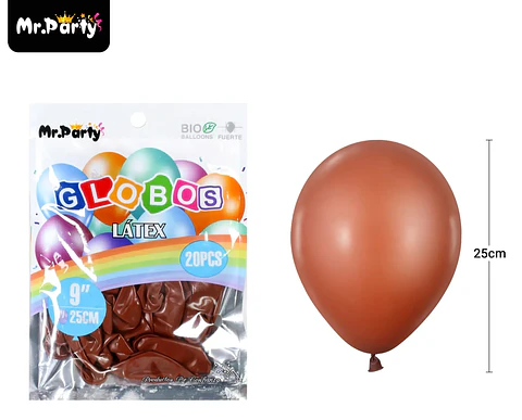 Globos de látex café mate 25cm 20pcs