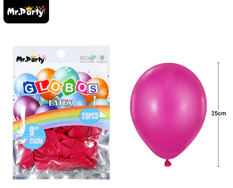 Globos de látex vino tinto mate 25cm 20pcs
