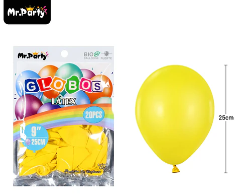 Globos de látex amarillo mate 25cm 20pcs