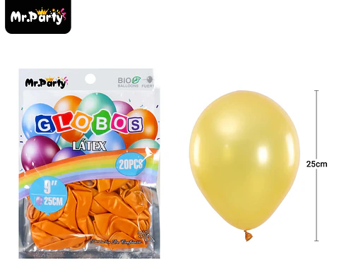 Globos de látex perlado dorado claro 25cm 20pcs