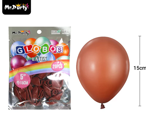 Globos de látex café mate 15cm 20pcs