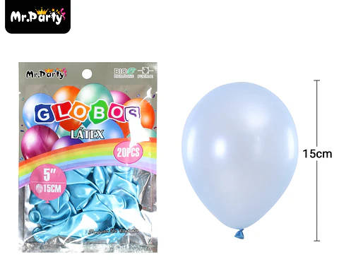 Globos de látex perlado celeste 15cm 20pcs