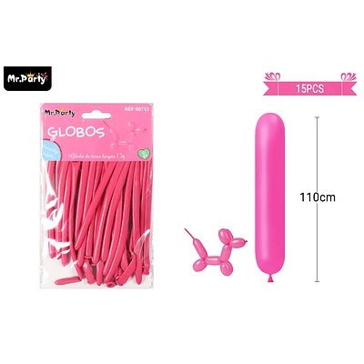 Globos largos rosa rojo 110cm 15pcs