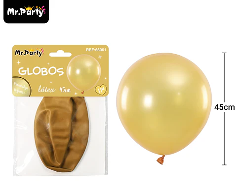 Globos de látex perlado dorado 45cm