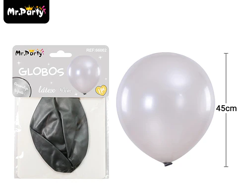 Globos de látex perlado plateado 45cm