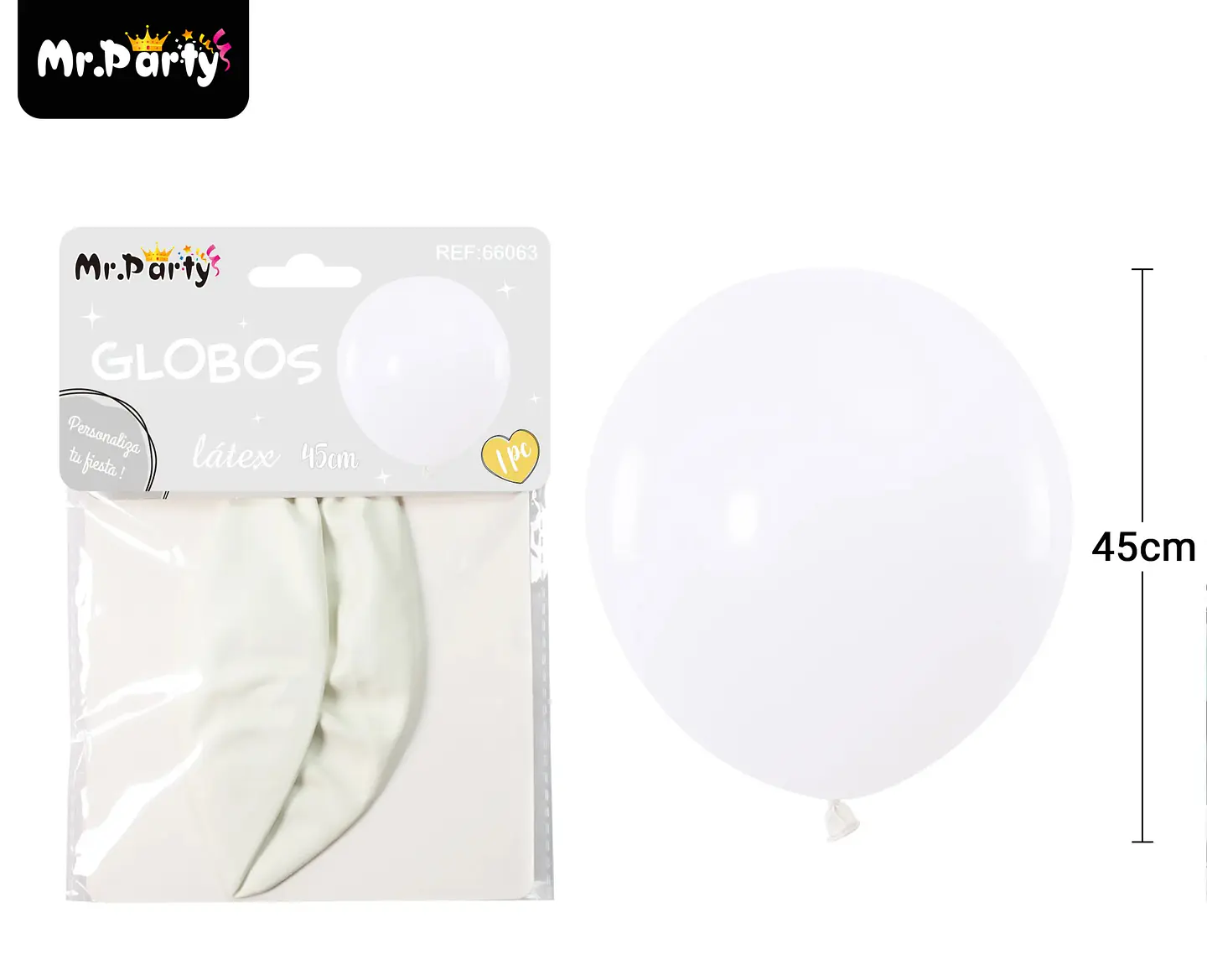Globos de látex blanco mate 45cm 1