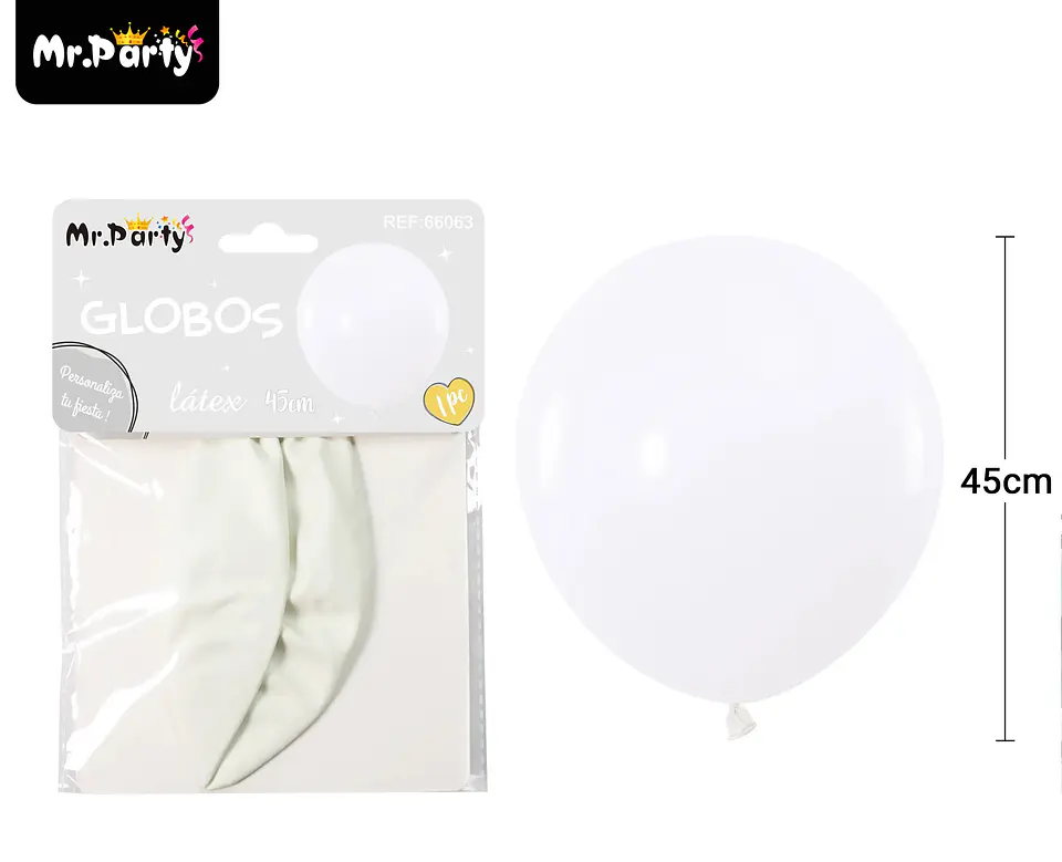 Globos de látex blanco mate 45cm 1